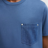 COTTON & DENIM T-SHIRT WITH POCKET