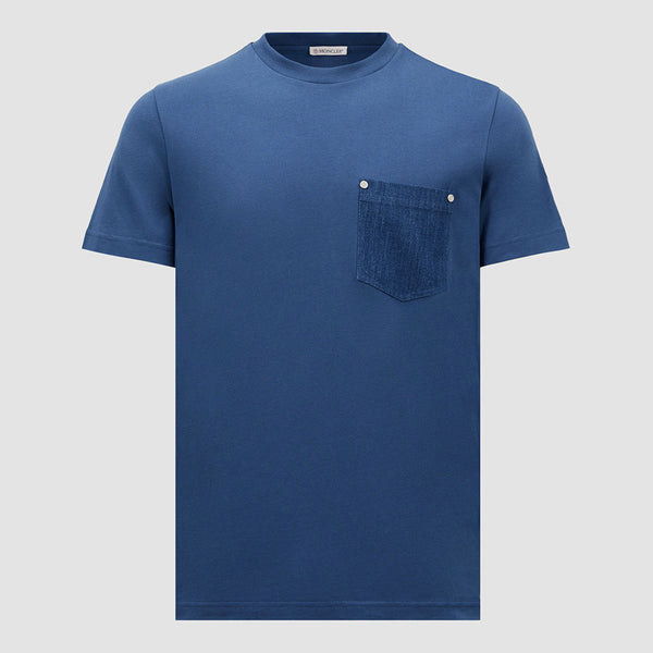 COTTON & DENIM T-SHIRT WITH POCKET