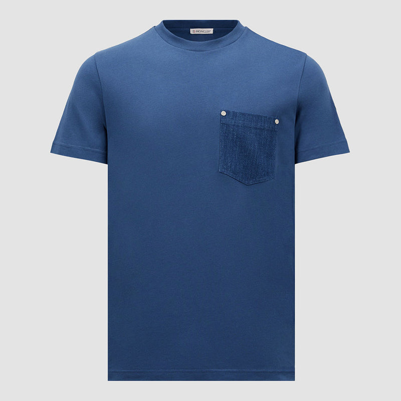 COTTON & DENIM T-SHIRT WITH POCKET