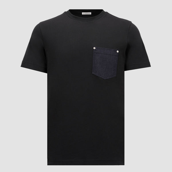 COTTON & DENIM T-SHIRT WITH POCKET