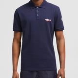 SHARK PATCH COTTON PIQUET POLO SHIRT
