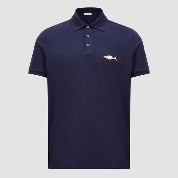 SHARK PATCH COTTON PIQUET POLO SHIRT