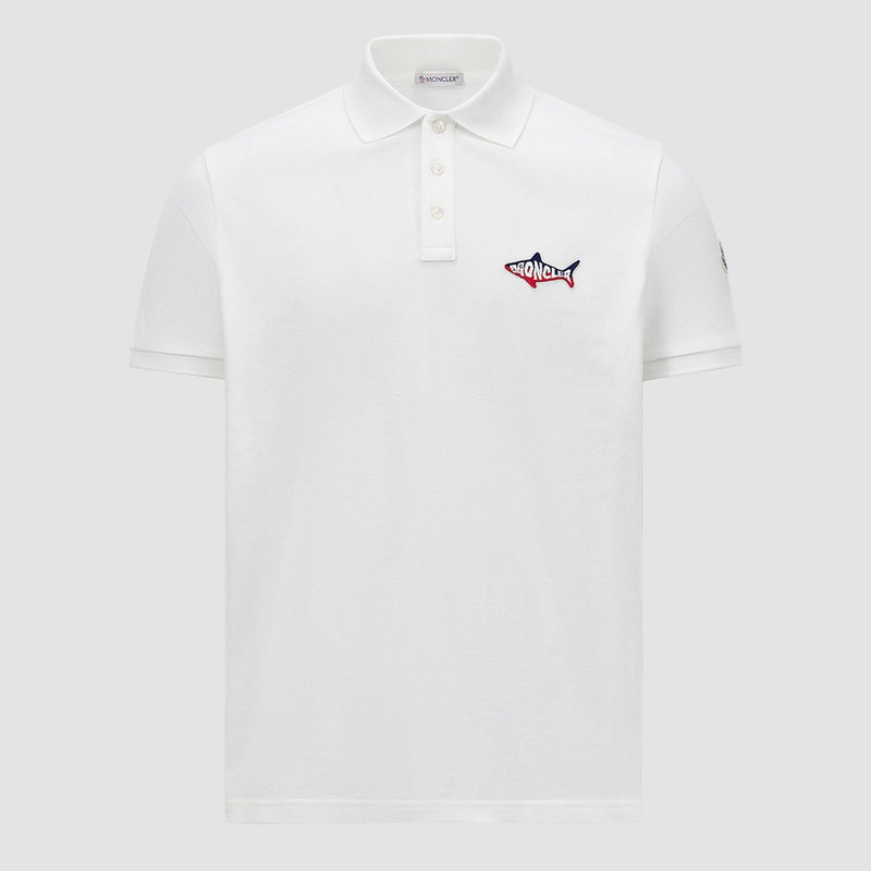 SHARK PATCH COTTON PIQUET POLO SHIRT