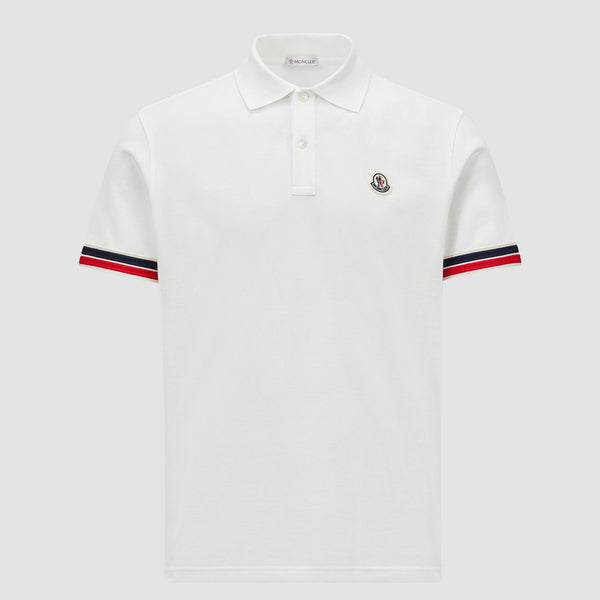 STRIPED TRIM COTTON PIQUET POLO SHIRT