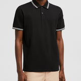 STRIPED TRIM COTTON PIQUET POLO SHIRT