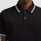STRIPED TRIM COTTON PIQUET POLO SHIRT