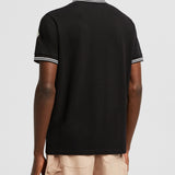 STRIPED TRIM COTTON PIQUET POLO SHIRT