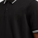 STRIPED TRIM COTTON PIQUET POLO SHIRT
