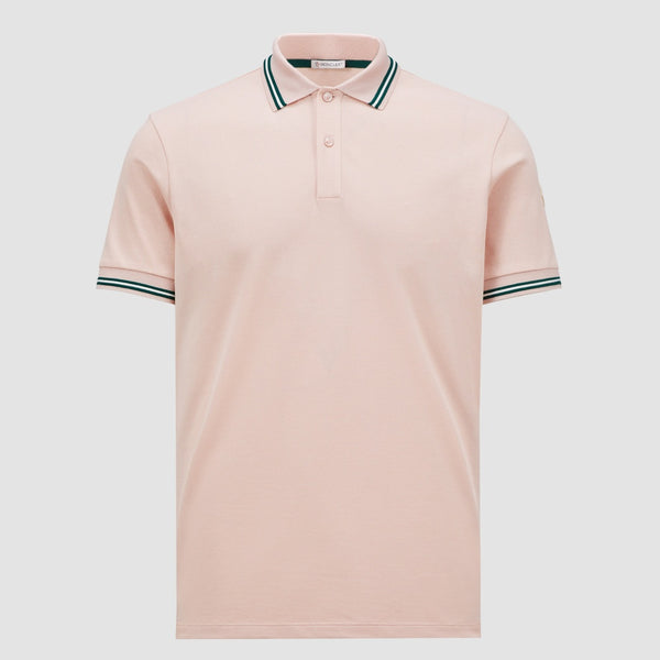 STRIPED TRIM COTTON PIQUET POLO SHIRT