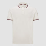 STRIPED TRIM COTTON PIQUET POLO SHIRT