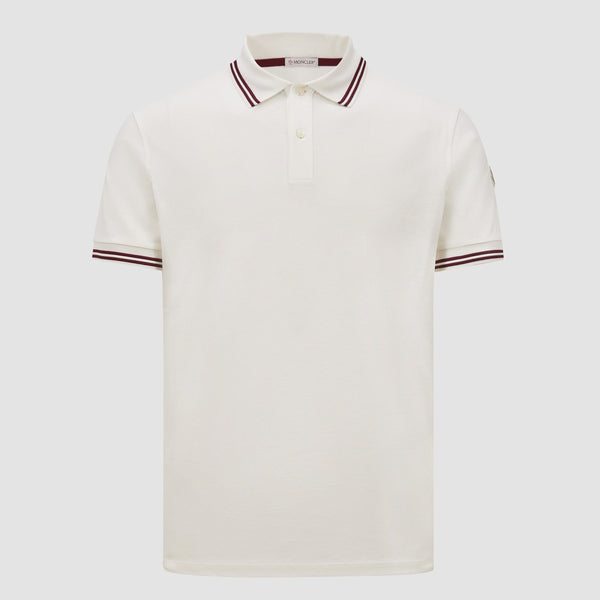 STRIPED TRIM COTTON PIQUET POLO SHIRT
