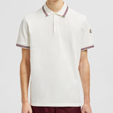 STRIPED TRIM COTTON PIQUET POLO SHIRT
