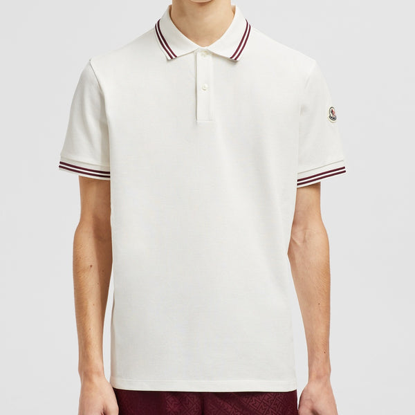 STRIPED TRIM COTTON PIQUET POLO SHIRT