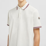 STRIPED TRIM COTTON PIQUET POLO SHIRT