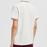 STRIPED TRIM COTTON PIQUET POLO SHIRT