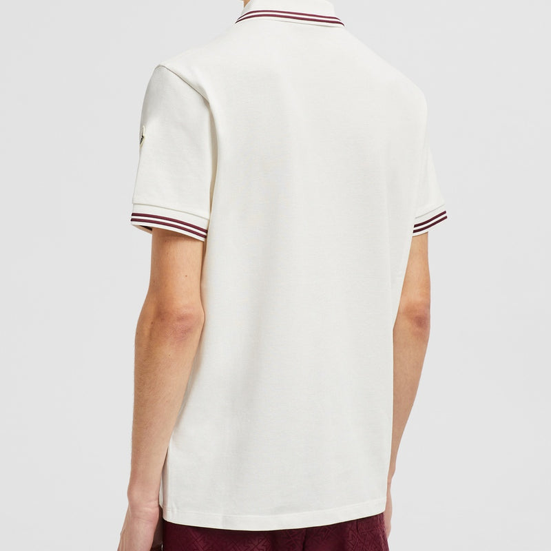 STRIPED TRIM COTTON PIQUET POLO SHIRT