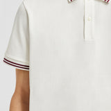 STRIPED TRIM COTTON PIQUET POLO SHIRT