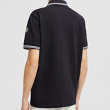 STRIPED TRIM COTTON PIQUET POLO SHIRT