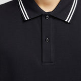 STRIPED TRIM COTTON PIQUET POLO SHIRT