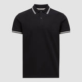 STRIPED TRIM COTTON PIQUET POLO SHIRT