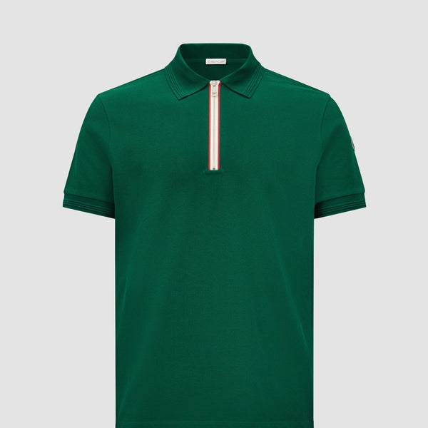 TRICOLOUR TRIM COTTON PIQUET POLO SHIRT
