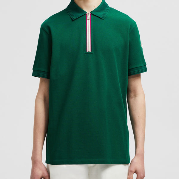 TRICOLOUR TRIM COTTON PIQUET POLO SHIRT