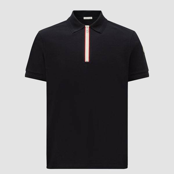 TRICOLOUR TRIM COTTON PIQUET POLO SHIRT
