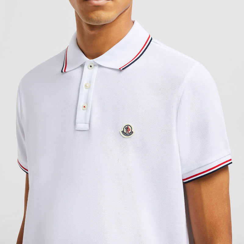 TRICOLOR-TRIMMED COTTON PIQUET POLO SHIRT