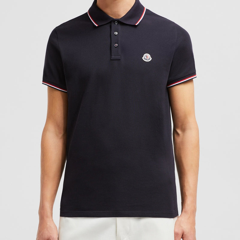 TRICOLOR-TRIMMED COTTON PIQUET POLO SHIRT