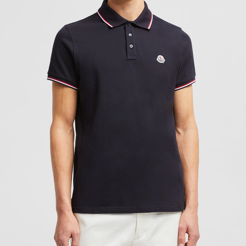 TRICOLOR-TRIMMED COTTON PIQUET POLO SHIRT