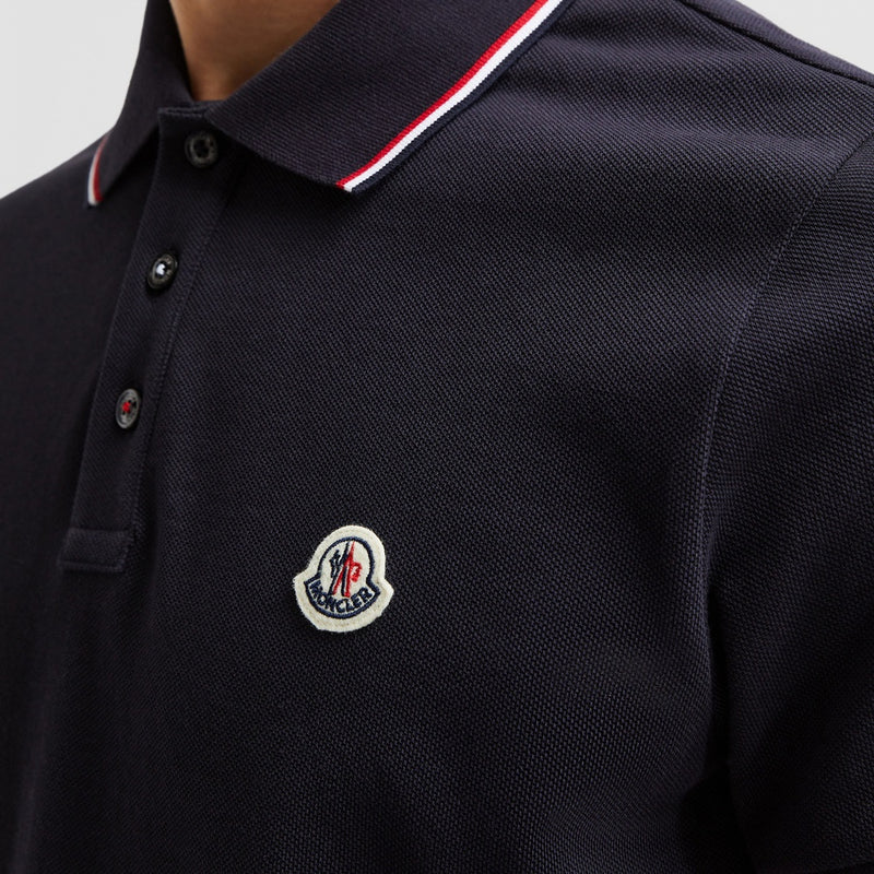 TRICOLOR-TRIMMED COTTON PIQUET POLO SHIRT