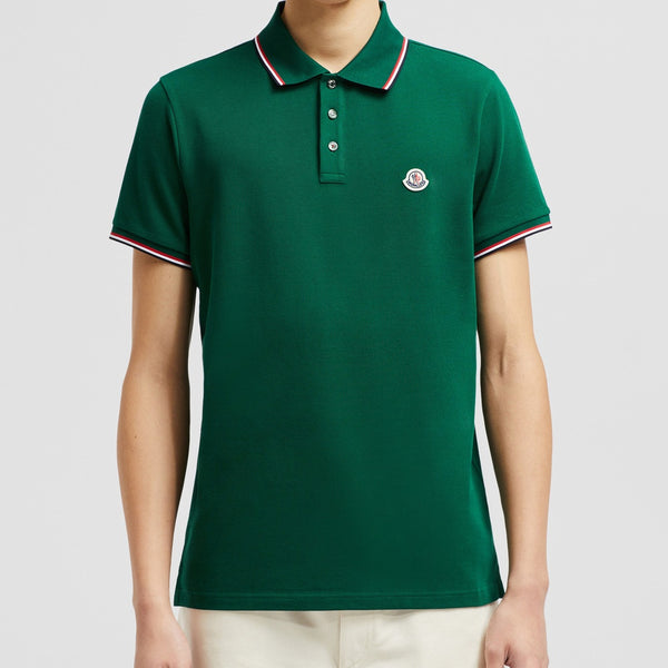 TRICOLOR-TRIMMED COTTON PIQUET POLO SHIRT