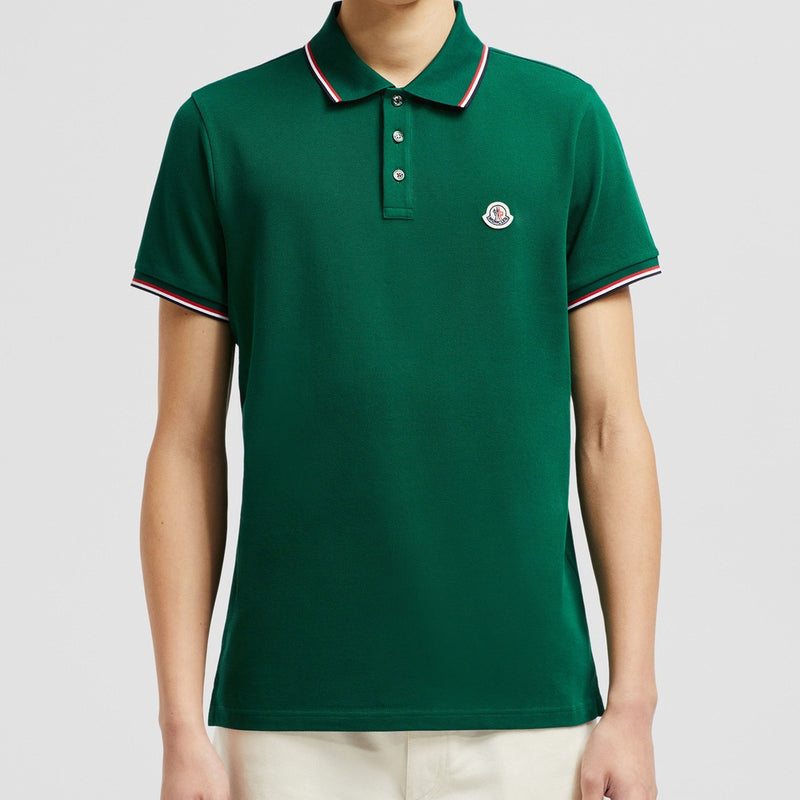 TRICOLOR-TRIMMED COTTON PIQUET POLO SHIRT