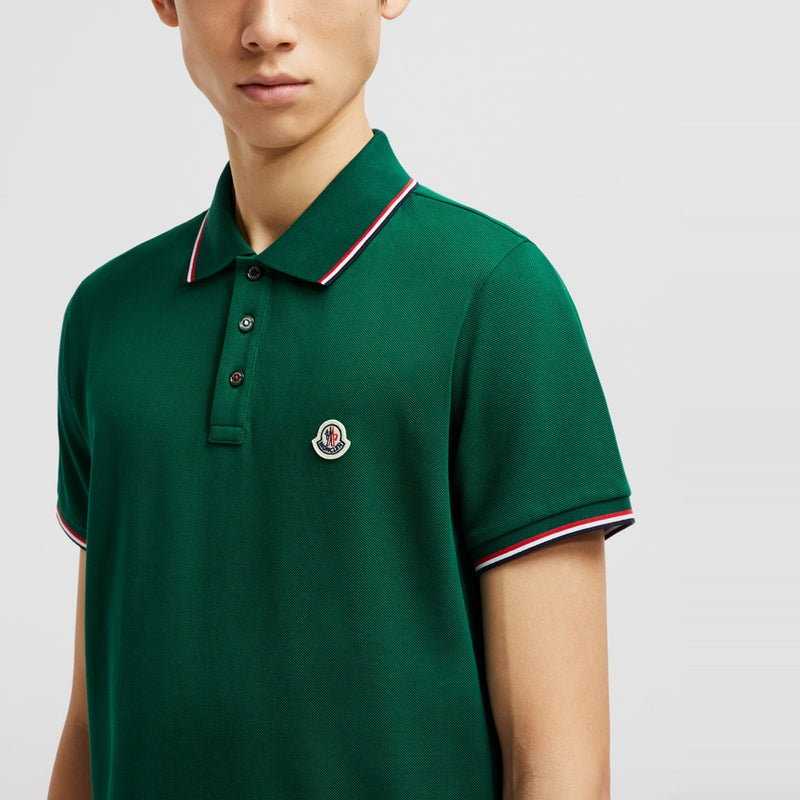 TRICOLOR-TRIMMED COTTON PIQUET POLO SHIRT