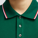 TRICOLOR-TRIMMED COTTON PIQUET POLO SHIRT