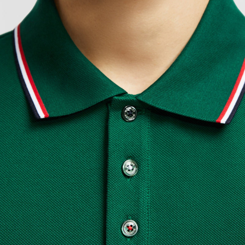 TRICOLOR-TRIMMED COTTON PIQUET POLO SHIRT