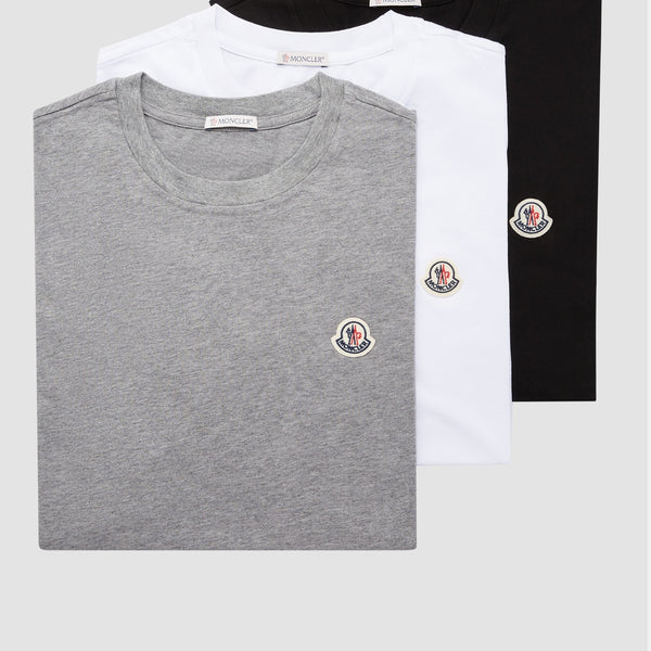 LOGO PATCH COTTON T-SHIRT (PACK OF THREE)