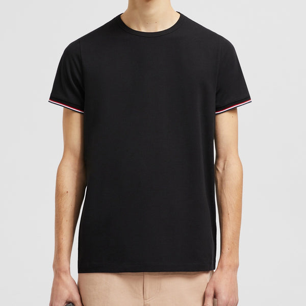 TRICOLOR-TRIMMED COTTON T-SHIRT