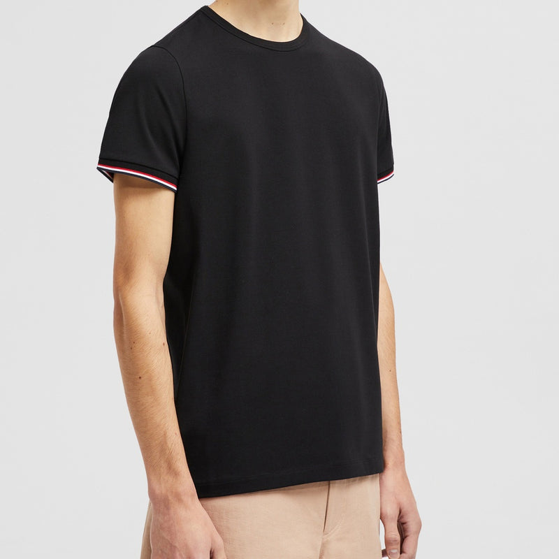 TRICOLOR-TRIMMED COTTON T-SHIRT