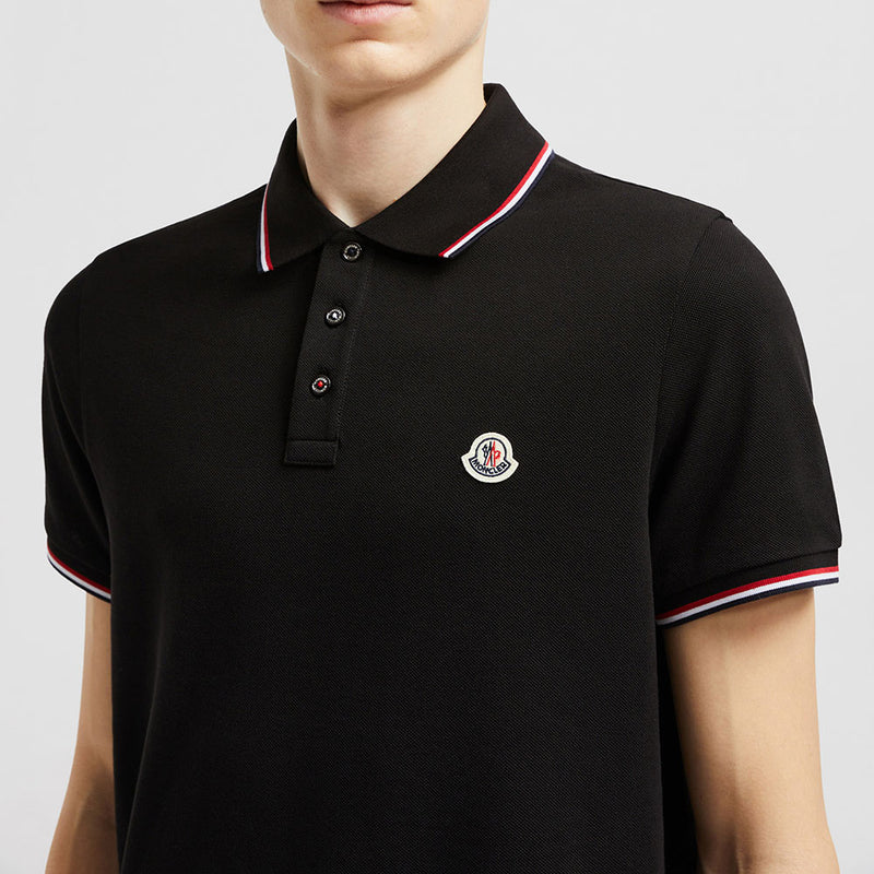 TRICOLOR-TRIMMED COTTON PIQUET POLO SHIRT