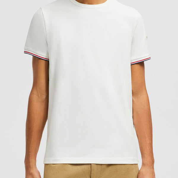 TRICOLOR-TRIMMED COTTON T-SHIRT