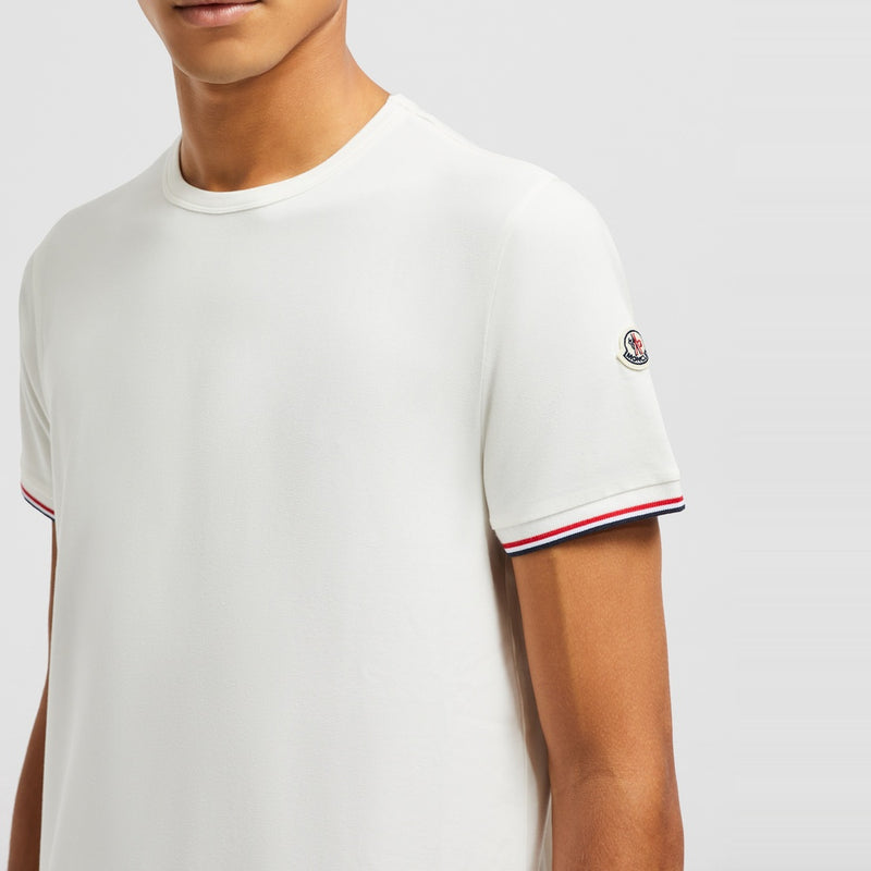 TRICOLOR-TRIMMED COTTON T-SHIRT