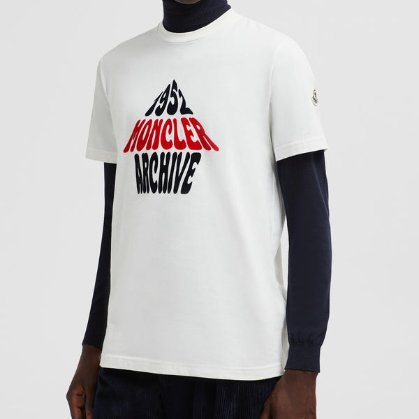 FLOCKED MOUNTAIN LOGO COTTON T-SHIRT