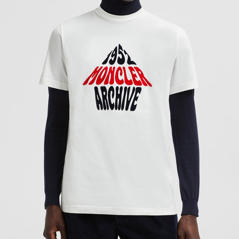 FLOCKED MOUNTAIN LOGO COTTON T-SHIRT