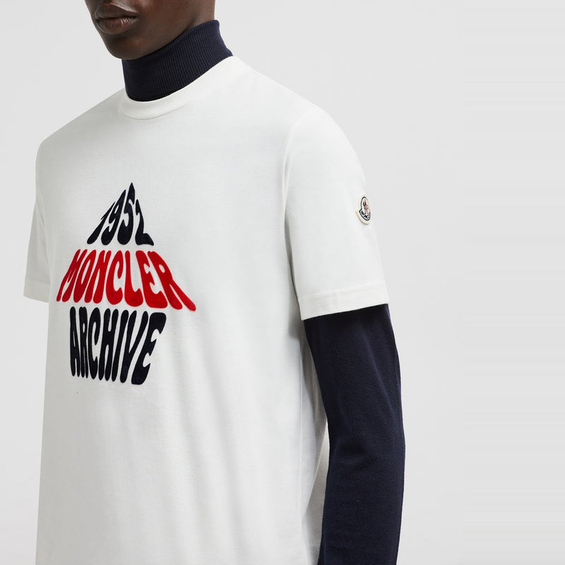 FLOCKED MOUNTAIN LOGO COTTON T-SHIRT