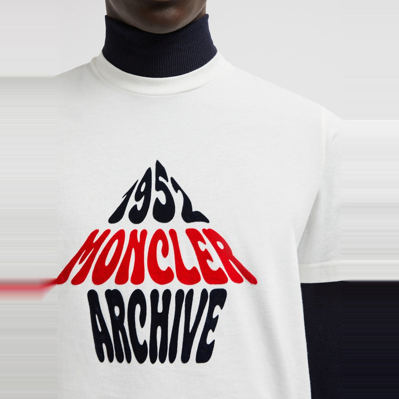 FLOCKED MOUNTAIN LOGO COTTON T-SHIRT