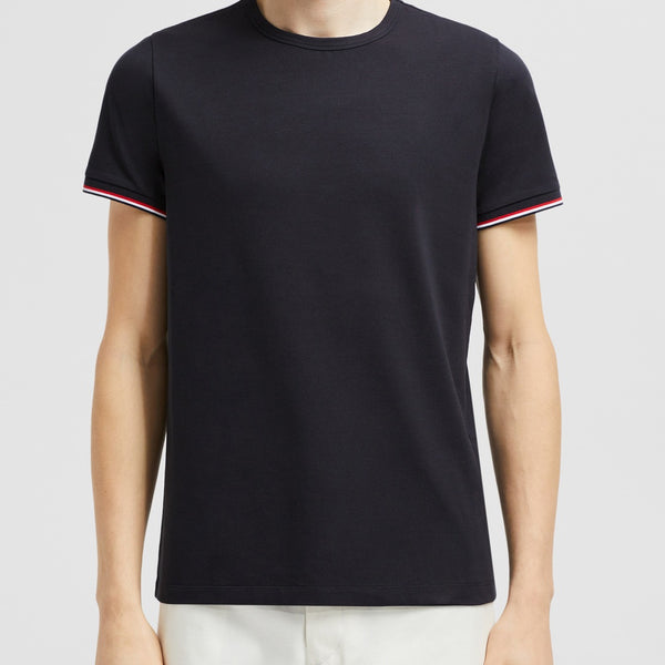 TRICOLOR-TRIMMED COTTON T-SHIRT