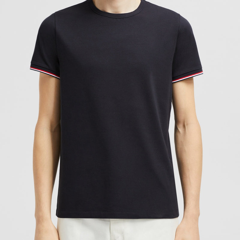 TRICOLOR-TRIMMED COTTON T-SHIRT