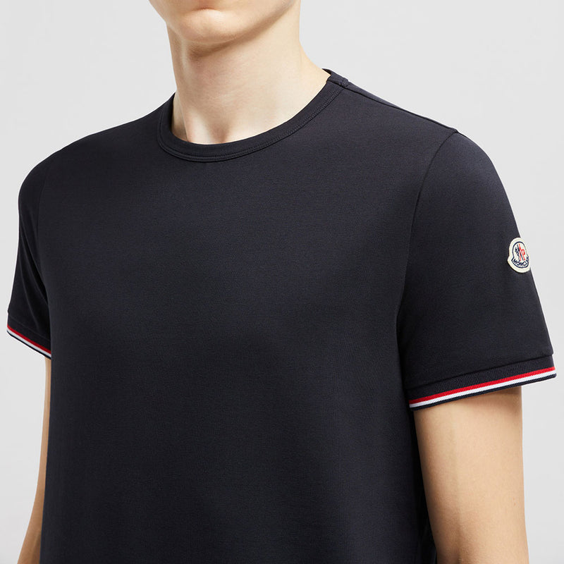 TRICOLOR-TRIMMED COTTON T-SHIRT