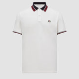 STRIPED COLLAR COTTON PIQUET POLO SHIRT